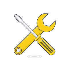 Screwdriver and wrench crossing vector for maintenance industrial repair