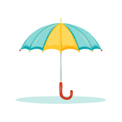 Cartoon umbrella illustration on white background. Yellow and blue umbrella vector. Rain weather protection equipment