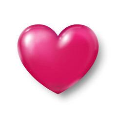 A voluminous pink heart with highlights on a white background. Heart icon for Valentine's Day. Vector EPS 10.
