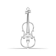 Fototapeta premium Elegant Violin Line Art: Classic Stringed Instrument Sketch for Musical Design and Creative Projects