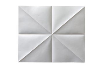 Blank white paper folded in eight sections, map and brochure mockup isolated on a white or transparent background