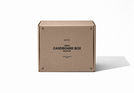 Isolated Cardboard Box Mockup
