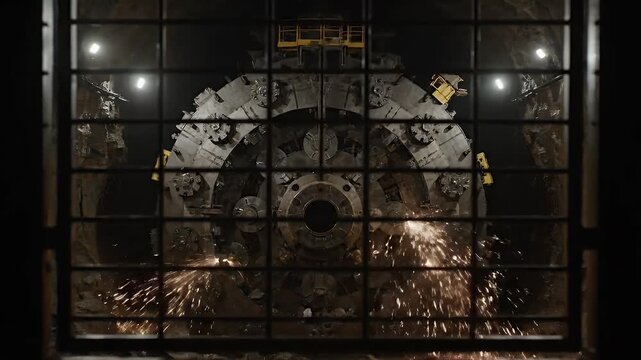 A massive storm tunnel boring machine (TBM) cutterhead