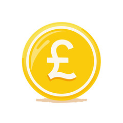 Illustration of a Gold Coin with a Pound Sterling Symbol Currency Payment Finance Financial Vector Isolated