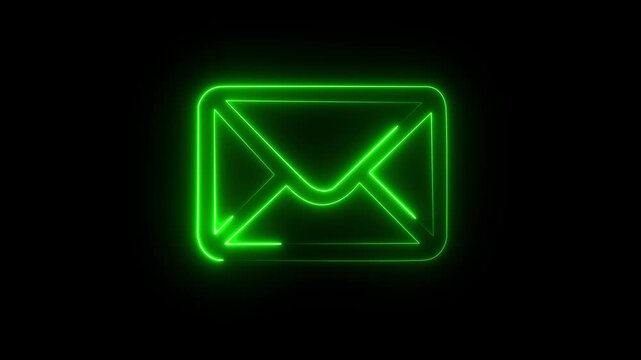 Neon Glowing Mailbox Icon Animation on Dark Background for App UI, Web Interface, Digital Messaging and Communication Design