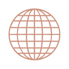 Simple Brown Globe Icon Outlined Graphic Vector for Education and Design