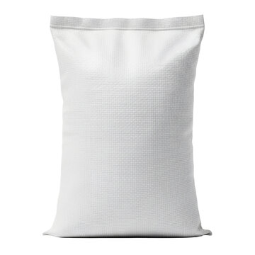 White woven polypropylene sack or bag for flour, sugar and agricultural products isolated on a white or transparent background
