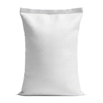 White woven polypropylene sack or bag for flour, sugar and agricultural products isolated on a white or transparent background
