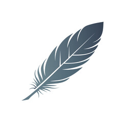 Fototapeta premium Isolated Feather Illustration with Gradient Shades of Gray and White, Clean Graphic Design
