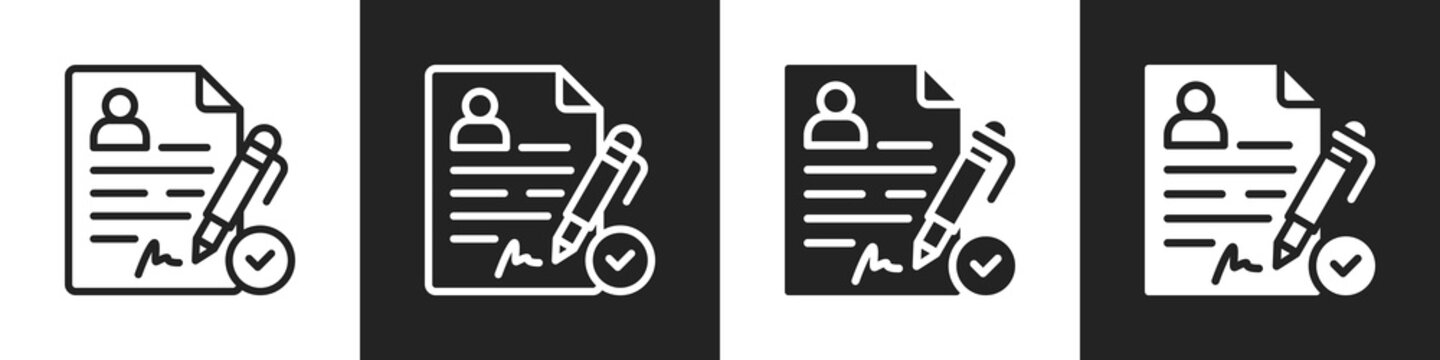 Applicant Line And Solid Icon In White And Black Background