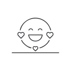Obraz premium Smiling emoji face with heart icons circling around