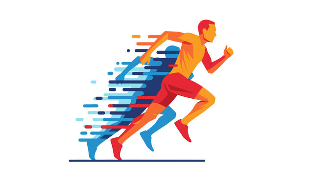 Dynamic illustration of a runner in motion with vibrant colors.