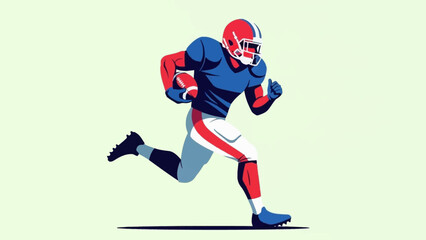 Naklejka premium American Football Player Running with Ball Vector Illustration.