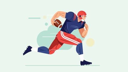 Fototapeta premium American Football Player Running with Ball in Action.