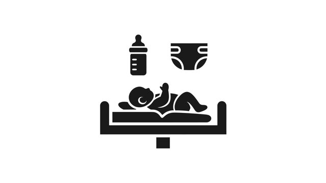 Baby lying on changing table icon.