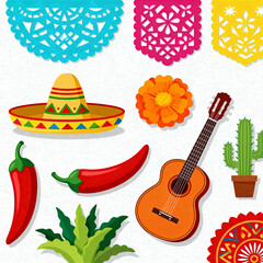 Latin American culture flat illustration.