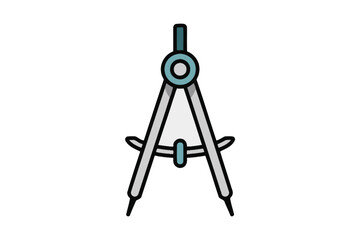 A graphic illustration of a compass with a blue and gray color scheme on a white background
