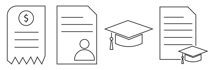 Legal document icon . Collection of black legal and business document icons representing contracts, certification, approval, law, administration and official paperwork concepts.
