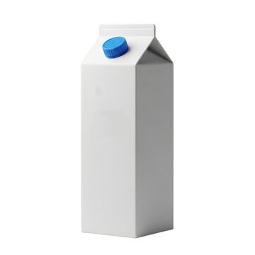 Milk carton with blue cap isolated on transparent background
