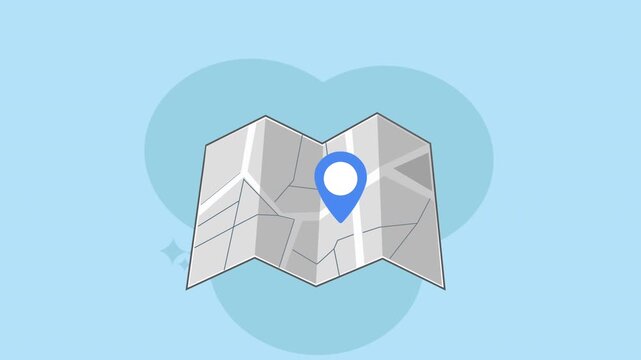 Stylized Map with Blue Location Pin on a Soft Blue Background.