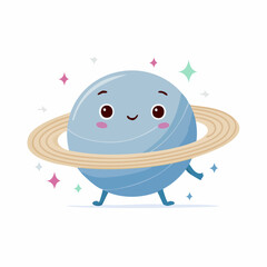 Cartoon Planet Character with Ring System. © Dwiki Nugroho