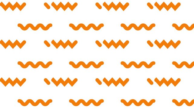 Animated orange decorative wavy lines is drawn. Linear pattern background. Looped video. Vector illustration isolated on white background.
