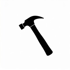 Simple Black Silhouette Of A Hammer Tool On A White Background Representing Construction And Repair