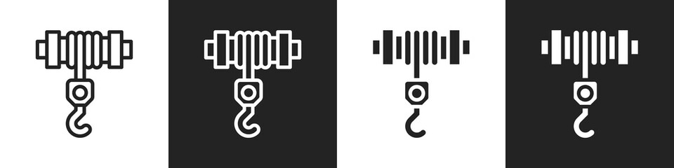 Winch Line And Solid Icon In White And Black Background © Elzicon