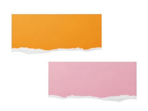 Torn paper rectangles isolated on transparent background