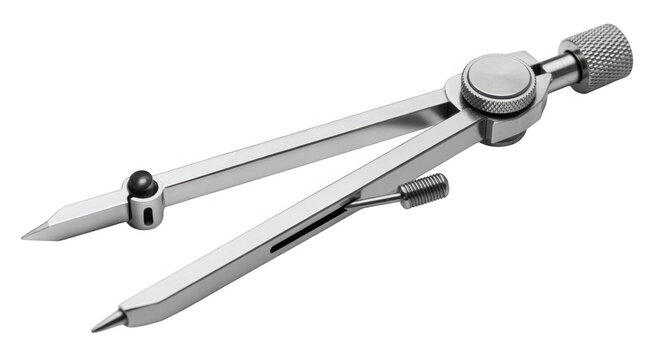 Metal compass tool precision instrument isolated on a transparent background - Powered by Adobe