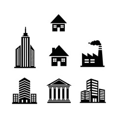 Fototapeta premium Black and white building icons set.