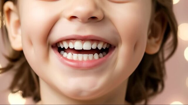 Joyful child's smile progression captured in closeup expressions with bokeh background