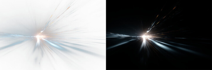 Fototapeta premium Abstract blue neon and golden yellow light rays, speed motion effect burst PNG, transparent energy flash