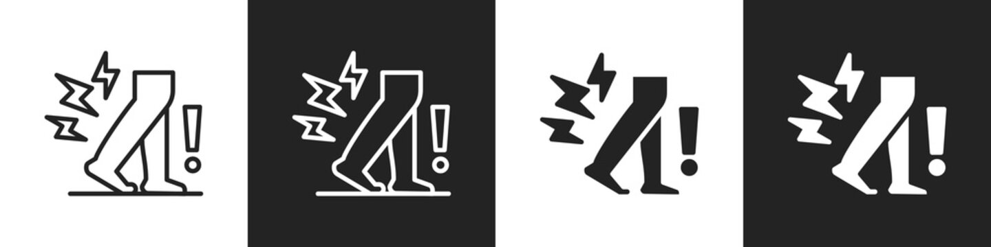 Cramp Line And Solid Icon In White And Black Background