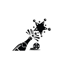 Celebrating cinematic success with champagne and film reel