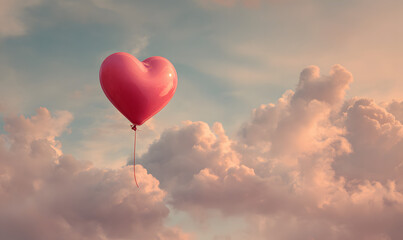 Fototapeta premium heart shaped balloon in sky