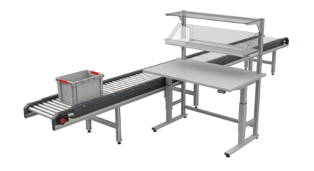 Industrial Conveyor System with Sorting and Sorting Table in Modern Factory Setting