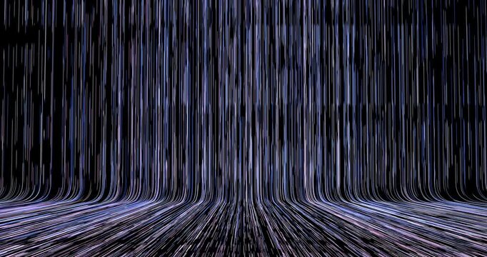 The abstract background comes to life with movable curved lines that create a dynamic scene. Their movement creates a sense of depth and technological atmosphere.