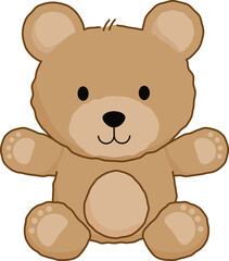 Fototapeta premium cute happiness brown bear doll smiling, element decoration flat design