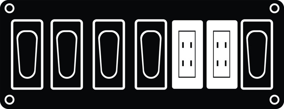 Electrical wall socket outlet panel with switches vector illustration