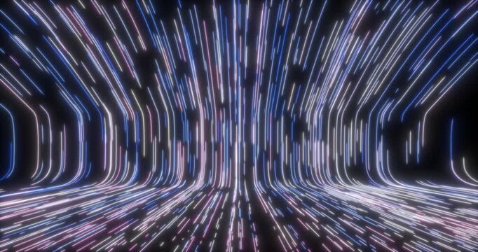 The abstract background comes to life with movable curved lines that create a dynamic scene. Their movement creates a sense of depth and technological atmosphere.