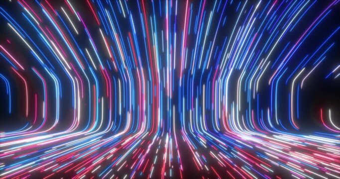 The abstract background comes to life with movable curved lines that create a dynamic scene. Their movement creates a sense of depth and technological atmosphere.