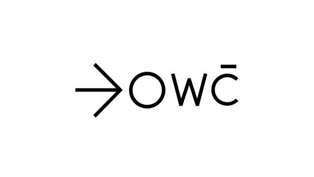 Black arrow pointing to letters OWC.