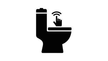 Obraz premium Black toilet with hand icon.