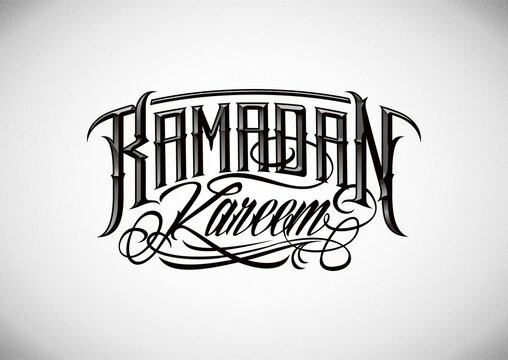 Ramadan Kareem written in Chicano lettering style.