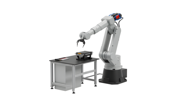 Industrial Robotic Arm Assembling Components in Modern Factory Setting - Powered by Adobe