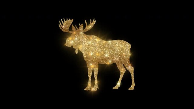 Luxury Moose with golden glitter, alpha channel