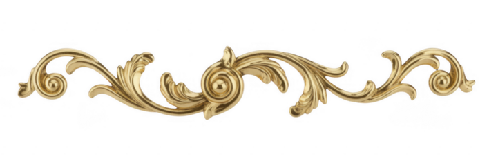 Gold Ornate Decorative Molding scroll isolated on a transparent background