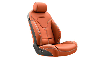 A vintage orange leather armchair features a comfortable luxury seat design isolated on white, blending classic home furniture style with a rich brown interior aesthetic