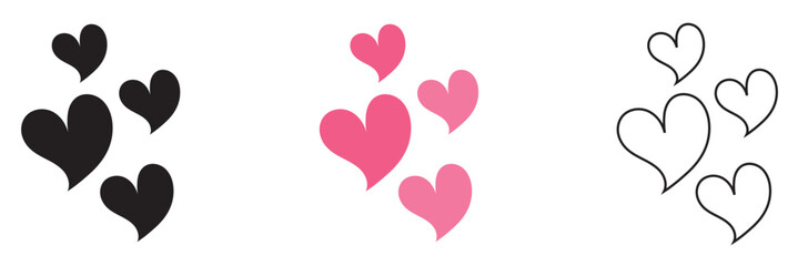 Pink and black heart icon. isolated on a white background for design and illustration purposes. Valentine day icon.